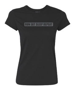 run eat sleep repeat womens reflective running shirt moisture wicking
